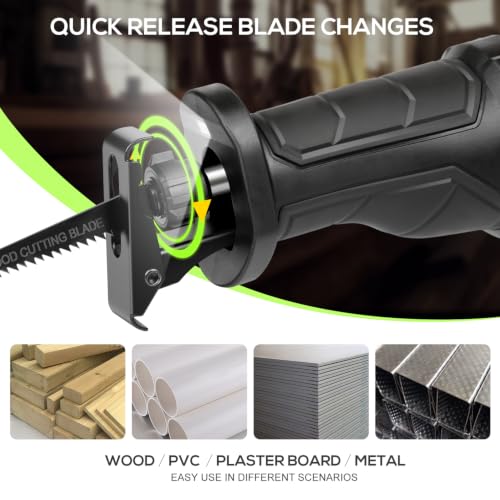 Image of GALAX PRO 900W Reciprocating Saw Variable Speed,Adjustable angle,LED | 0-3000SPM Electric saw with 22mm Stroke & 200mm max Wood Cut Depth, Tool-Free Blade Swap,5 Assorted Blades,for metal /wood /PVC