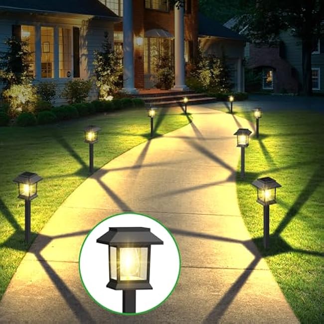 Solar Pathway Lights Outdoor 12 Pack LED Warm White