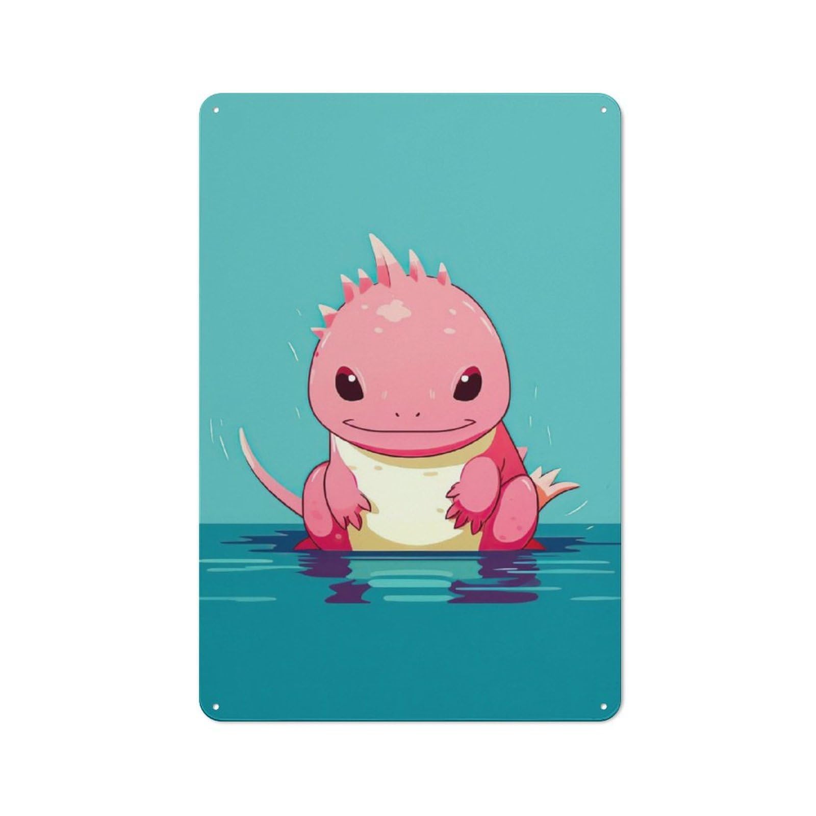 Junmoney Axolotl Animal Fantasy Retro Tin Sign 30X20cm For Living Room Or Hallway, Gift For Living Room Decor Lovers During The Christmas Season