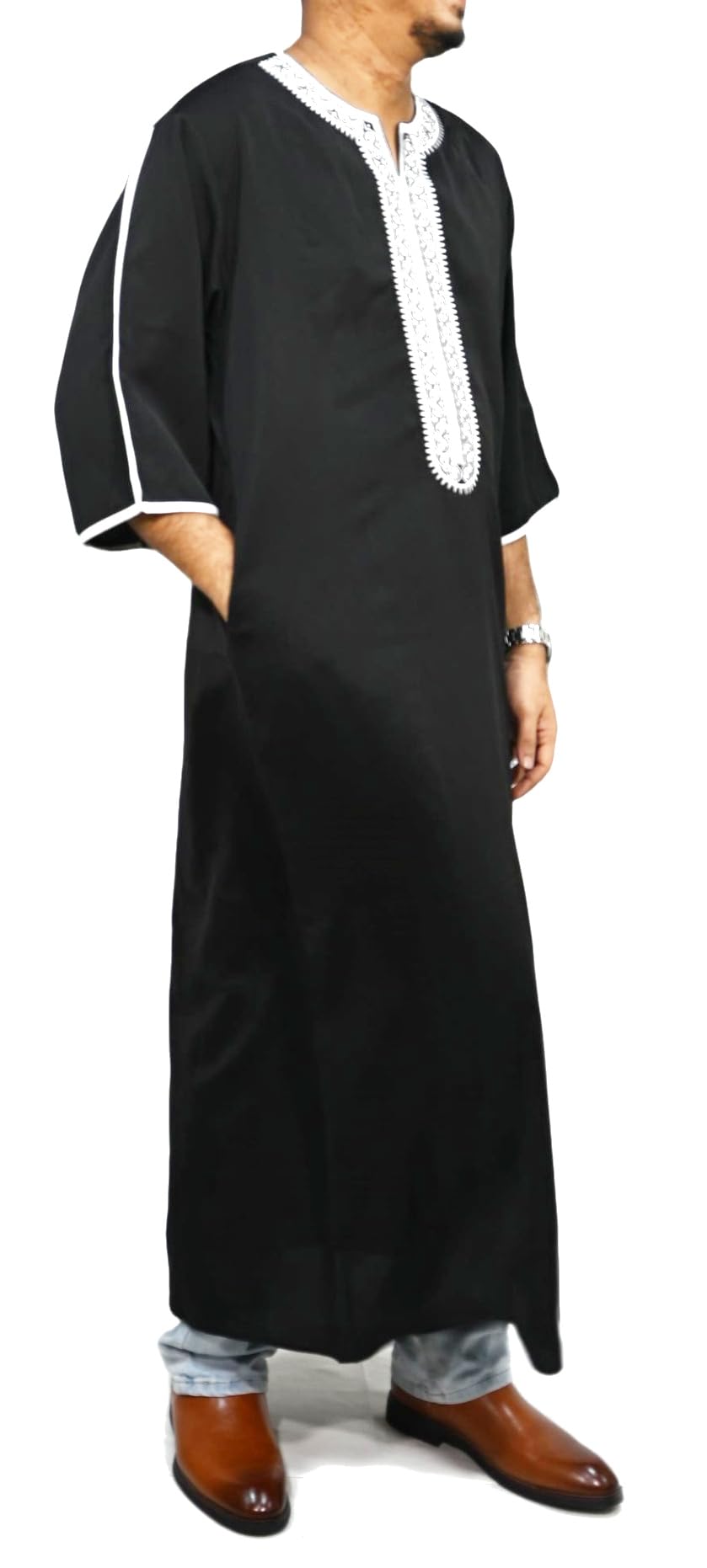 Robe Qamis Traditionnel Homme – Vêtement Musulman Caftan Djellaba Abaya