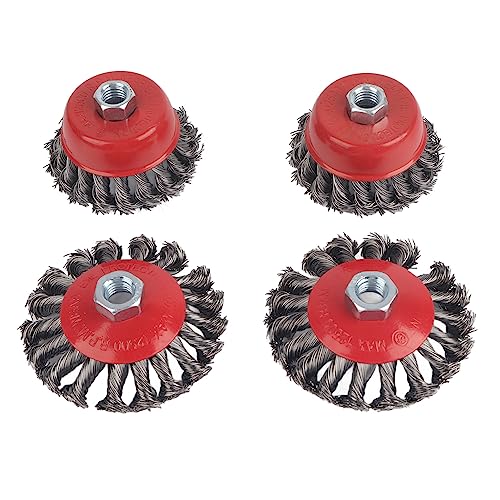 Cepillos de alambre de acero de 4 y 3 pulgadas para limpieza de garaje
