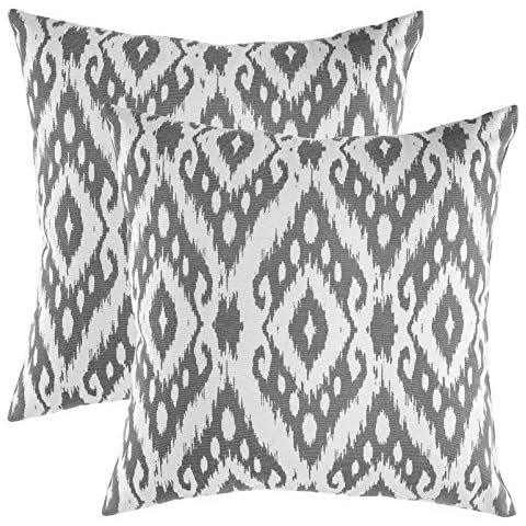 TreeWool 2 Pack Ogee Diamond Accent Decorative Cotton Throw Pillow Covers (18 x 18 Inches, Graphite Gray) Cover
