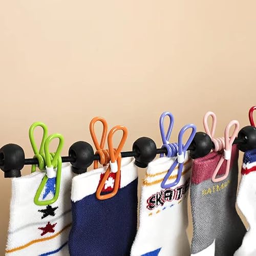 Retractable Travel Clothesline With 12 Clothes Clips, Portable Stretchy Elastic Camping Clothes Line For Outdoor Camping Or Indoor Laundry Use #TOP4