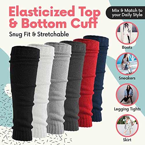 Debra Weitzner 6 Pairs Leg Warmers for Women 80’s Knit Super Long Ribbed for Dancer Party Sports Yoga3