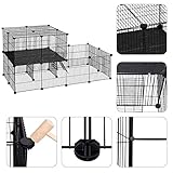 EUGAD Freigehege für Kaninchen & Kleintiere, DIY-Set Freigehege mit Tür und Leiter 35x35cm/Platte, Metallgitter Kleintiergehege,Gehege Innen für Meerschweinchen, Hasen,Hamster 140x70x70cm