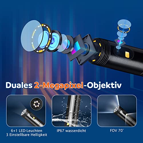 Kanalkamera CHILEAD Dual-Linsen Endoskopkamera 1080P Full HD