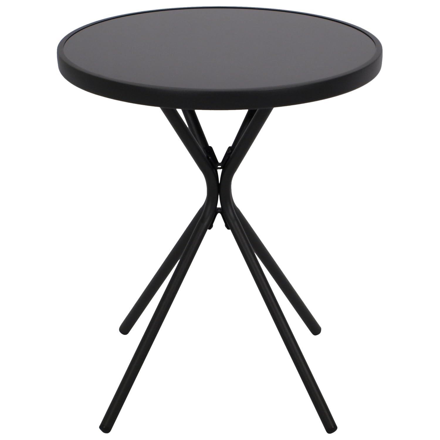 DEGAMO Bistrotisch Balkontisch Milano 60cm rund, Metall anthrazit + Glas schwarz, Outdoor