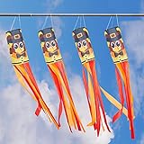 4 Pieces Turkey Windsock Thanksgiving Outdoor Hanging Windsock Autumn Harvest Fall Windsock Blows in...