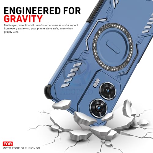 Image of AESTMO Back Case Cover for Motorola Moto Edge 50 Fusion 5G | Magnetic Case with Built-in Metal Ring | Compatible with MagSafe Accessories | Shockproof Hybrid (PC + TPU, Blue) (Blue)