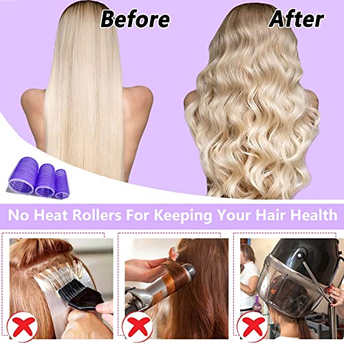 Aioiki Hair Roller Set, 30 Pack 3 Sizes Hair Curlers Rollers For Medium Long Hair, Self Grip Hair Rollers, Diy Velcr Curlers (6Xlarge+6X Medium+6X Small+12X Clips,Travel Bag Packag)(30Pcs Purple Set) #TOP4