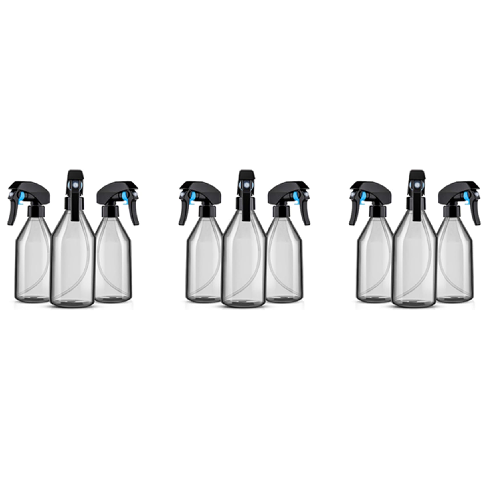 Hndhbfgrt Plastic Bottles for Cleaning Solutions,10OZ Reusable Empty Container with Black Trigger Sprayer, 9Pack