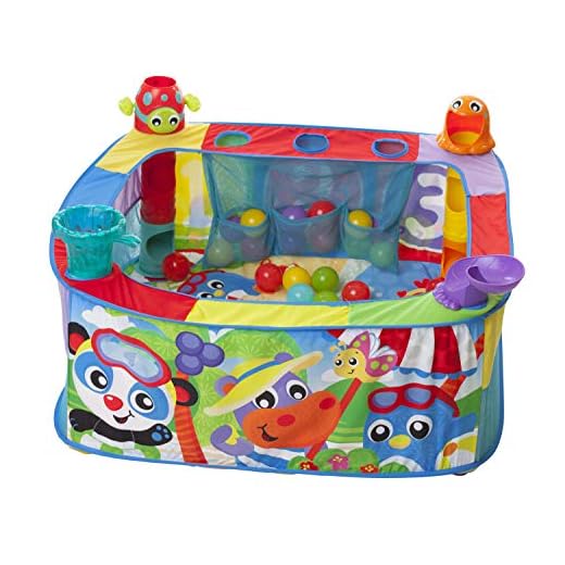Playgro Pop Up Parque de bolas para bebés, A partir de 6 meses, Gimnasio de actividades con lanzamiento de bolas, Multicolor, 40175