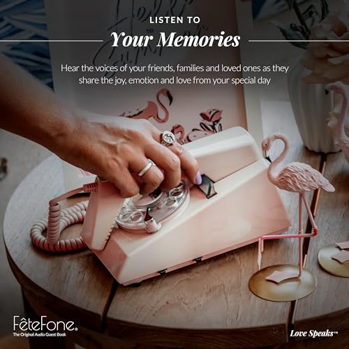 FeteFone The Groove Vintage Audio Guest Book Phone, Unique Voicemail Message Recorder, Guestbook Alternative for Wedding, Bridal Shower, Birthday Party, Baby Shower, Anniversary, Engagement, Bone