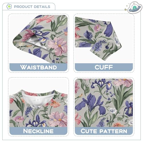 JUNZAN Spring Flowers Lavender Iris Grey Little Boys Hooded Sweatshirt Fleece Tops Clothing Shirts Camping 4T3