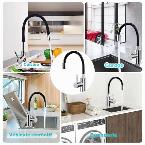 YAMAIDUO Flexible Robinet Cuisine Rotative à 360°avec Bec Flexible – vue 7
