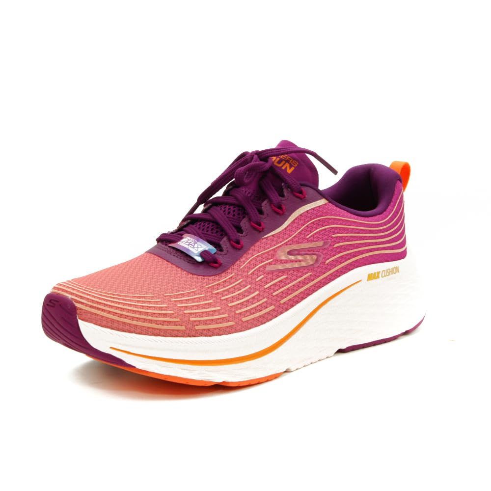 Skechers Women's Max Cushioning Elite 2.0 Alaura Sneaker, Raspberry Textile/Orange Trim, 5 UK