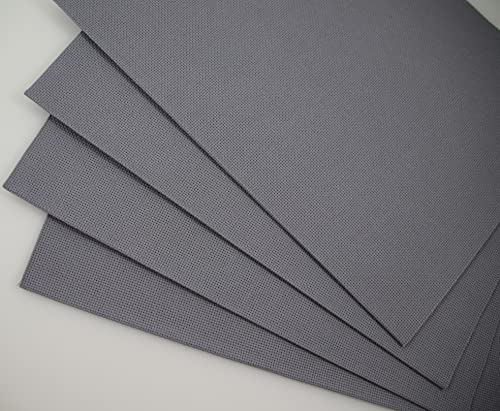 Image of KCS 4 /6 pc of 12 inch x 18 inch 18CT Counted Cotton Aida Cloth Cross Stitch Fabric (4 pc, Light Steel Grey)