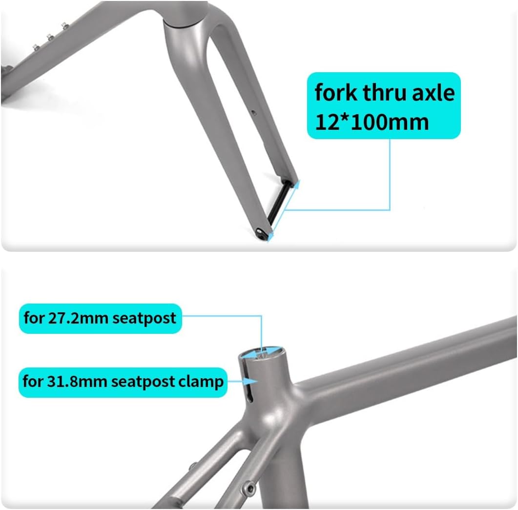 700C Gravel Bike Frameset 45/48/51/54cm Aluminum Alloy Road Bike Frame with Carbon Fork Thru Axle 12 * 100mm/12 * 142mm Disc Brake Frame Lightweight