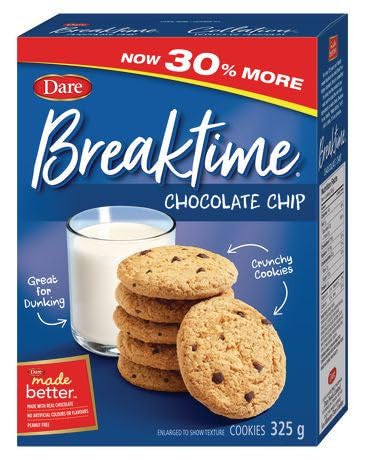 Dare Breaktime Chocolate Chip Cookies, 325g/11.5oz., 12 Count