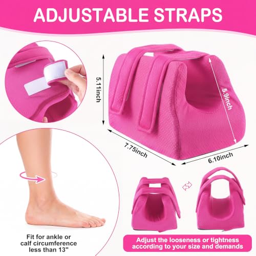 Image of Novabright 2 Pcs 3D Heel Protectors Foot Wedge Pillows Support Boot Bed Sore Pillow for Pressure Sores Bedridden Patients Relief Pressure Ankle Ulcers (Rose Red)