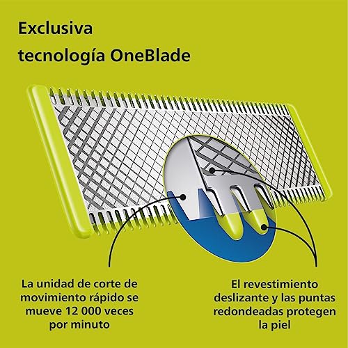 Philips OneBlade 360 - Maquinilla de Afeitar Híbrida, Barbero Eléctrico y Afeitadora, 2 Cuchillas 360, Peine-Guía Ajustable 5 en 1 (modelo QP2734/30)