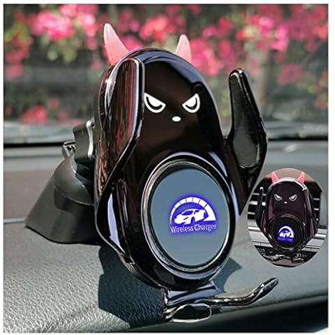 Peanutech Wireless Car Charger Mount Auto Clamping 15W Fast Charging Cute Demon Design for iPhone 14/14Pro/13/ 13Pro/12/12Pro/SE/11/11Pro/XSMax/XS/XR/X,Samsung S22/21/20/ 10/9/8/Note20/10/9 … Cover