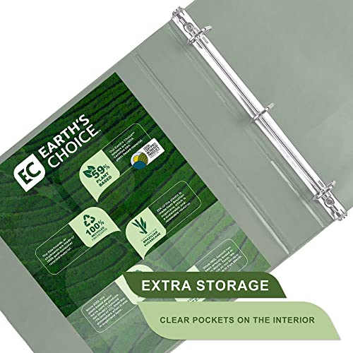 Image of Samsill Plant-Based 1.5 Inch Durable D-Ring, View Binder, Eco-Friendly, USDA Certified Biobased, Sage Green, 2 Count (Pack of 6)