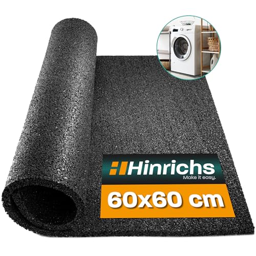 Hinrichs Antivibrationsmatte für Waschmaschinen - 60 x 60 cm Antirutschmatte Waschmaschine - Zuschneidbare Lärmschutzmatte als Waschmaschinenunterlage - Rubber Mat…