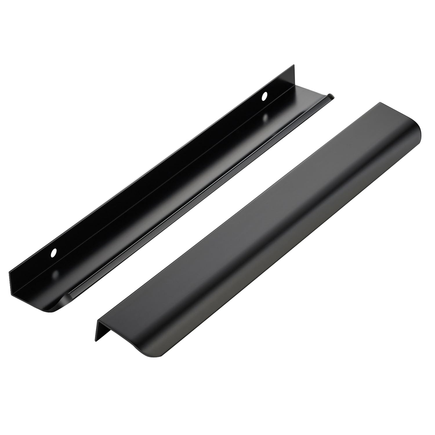 Matte Black Cabinet Handles Finger Edge Pulls 11.8 Inch CC 8 Pack