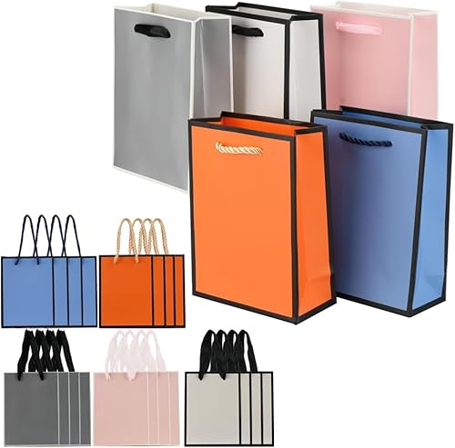 【大】小物銘選 手提げ袋 大きい ギフトバッグ 5種/25枚セット 厚手 撥水 無地 プレゼント用 誕生日 おしゃれ 可愛い (5色, 【大】幅28cm×高さ33cm×厚み10cm)