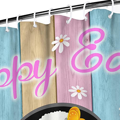 Easter Shower Curtain Happy Easter Bunny Shower Curtains For Bathroom, Easter Eggs With Tulip Flowers And Gnomes Bathtubs Bathroom Curtain Decor With 12 Rings, Spring Home Decor72X84In #TOP3