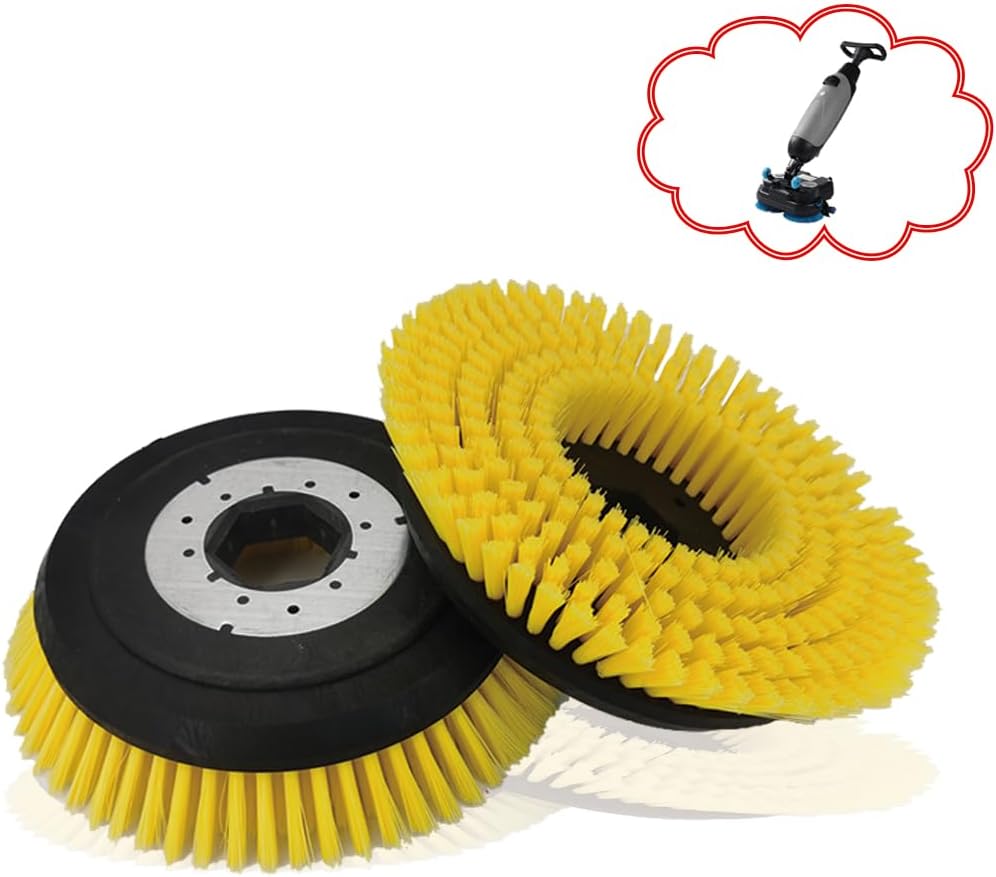 Floor Scrubber Rotary Brush Replacement-Polypropylene Bristles for Portable Mini Floor Scrubber,CW430 8.6 inch,Commercial Scrubbers - Heat & Chemical Resistant Yellow (Pack of 2)