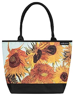 VON LILIENFELD® Borsa Shopping Vincent van Gogh: Girasoli Fiori Spiaggia Shopper Tracolla Spazioso Saccoccia Arte