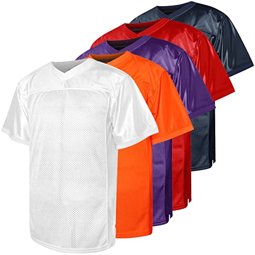 Blank Football Jersey 90s Hip Hop Sports Mesh Practice Plain Football Shirt(White Medium)