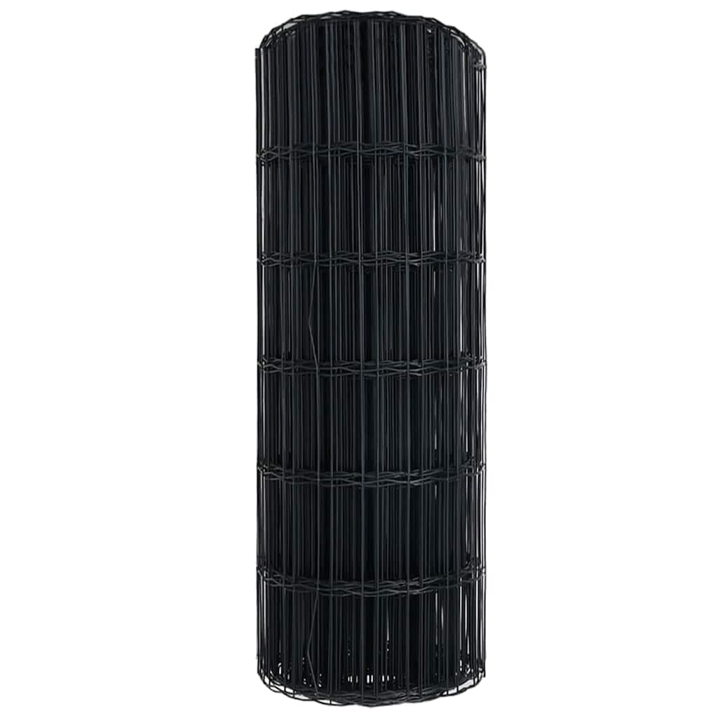 Eurozaun Grau 0,8 x 25 m PVC-beschichtetes Eisen Zaunfeld Gartenzaun Sichtschutz für Terrasse und Vorgarten mit Doppelstabmatte Maschendraht als Windschutz und Begrenzung
