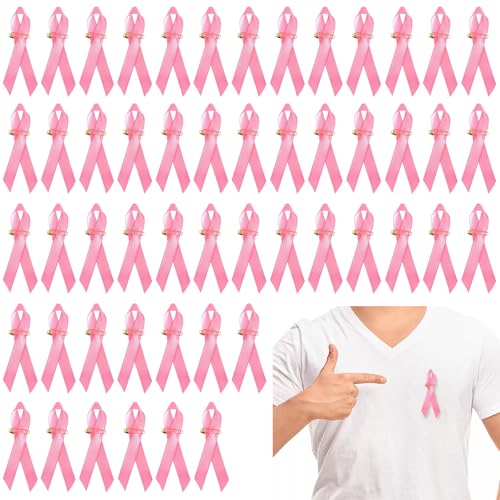 50 Pcs Breast Cancer Pin,Awareness Lapel Satin - Breast Cancer Merchandise UK for Surviving and Prevent Cancer,Brooch Pins Suit for Charity Public Fundraising Occasion and Welfare Party Supplies