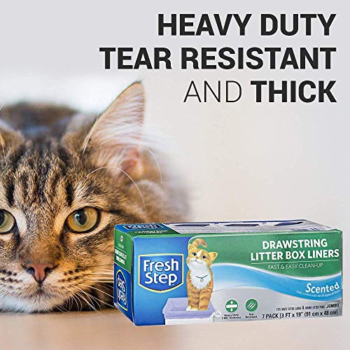 Fresh Step Drawstring Cat Litter Box Liners, Scented, Jumbo Size, 36" x 19" - 7 Count | Kitty Litter Bags, Cat Litter Liners for All Cats To Keep Your Home Clean - Image 7
