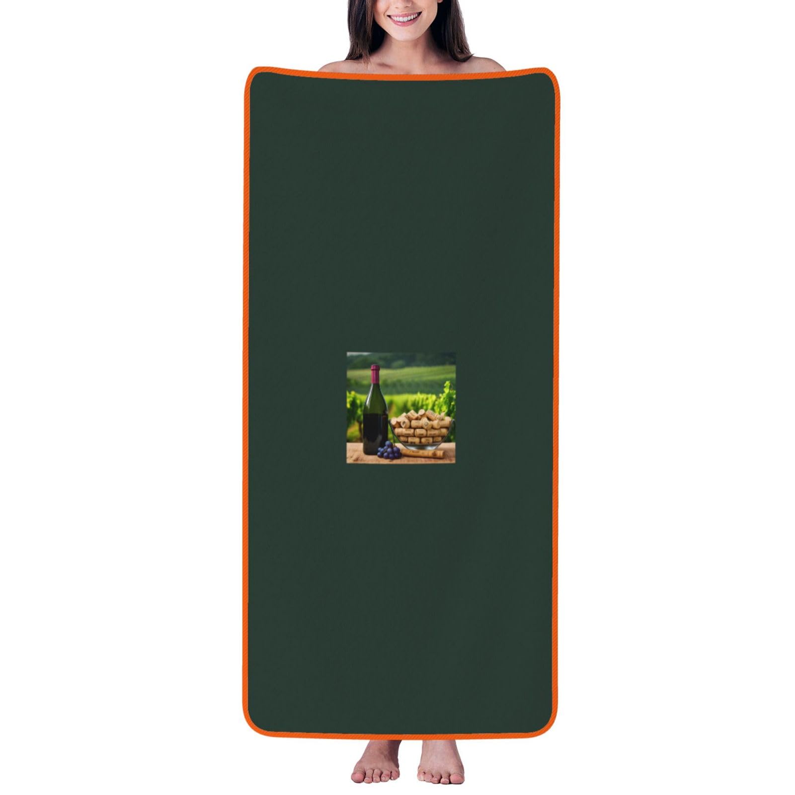 KPXXAQT Wine Bottle Corks Grapes Print Coral Velvet Bath Towel Soft Absorbent Towels Home Vacation Or Summer Gifting