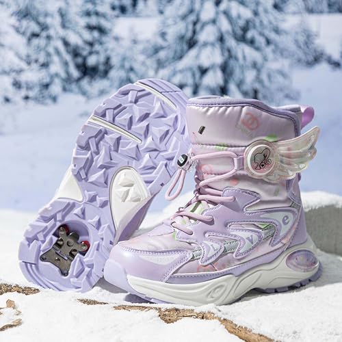 Boys' Girls' Winter Boots With Waterproof Straps Fur Fashionable Lightweight Outdoor Shoes (Little Kids/Big Kid)4