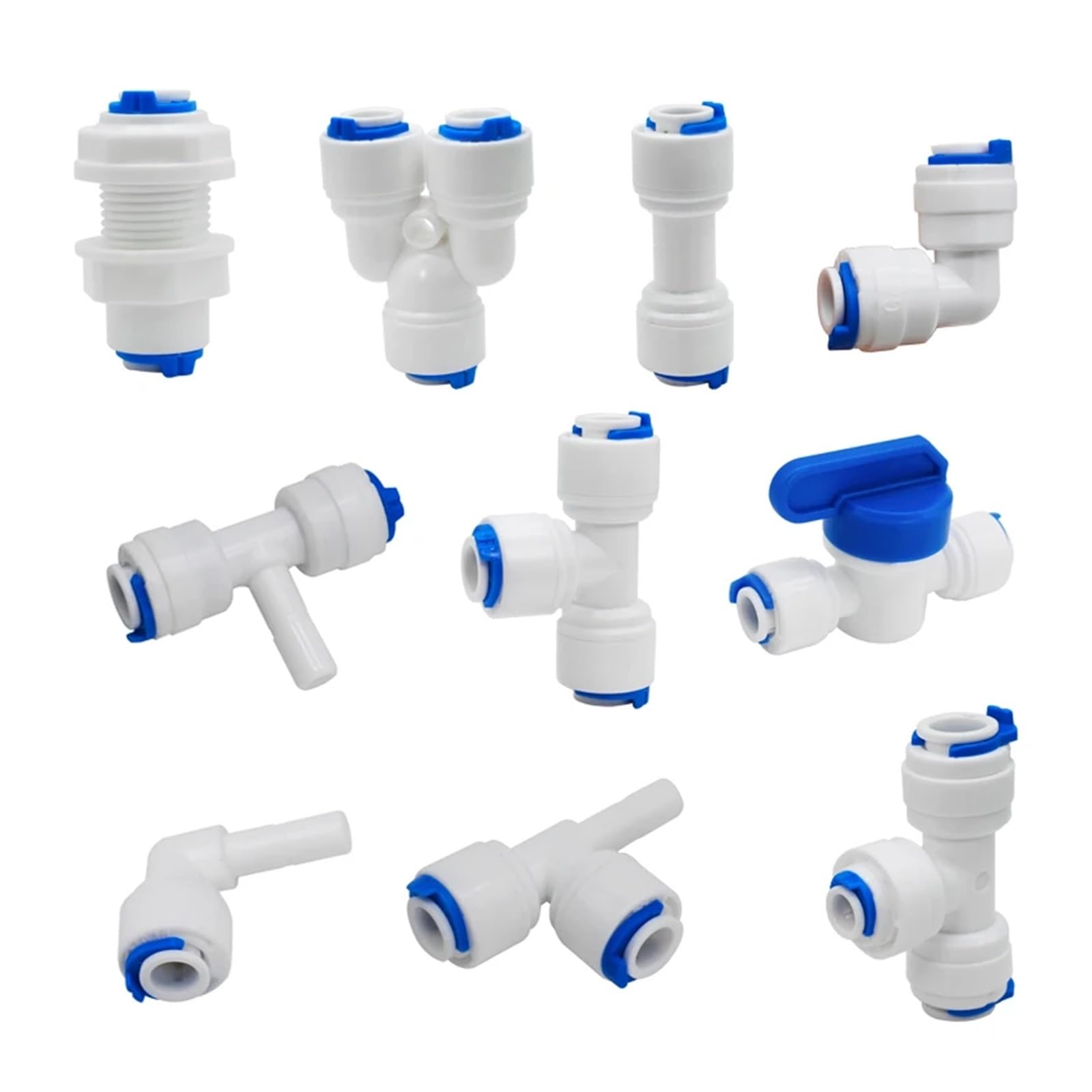 50 unidades de acoplamiento rápido ósmosis inversa, conexión manguera 1/4, conector en T Y, codo igual 2 vías, accesorio tubería plástico for agua RO recta(Two direct connector)