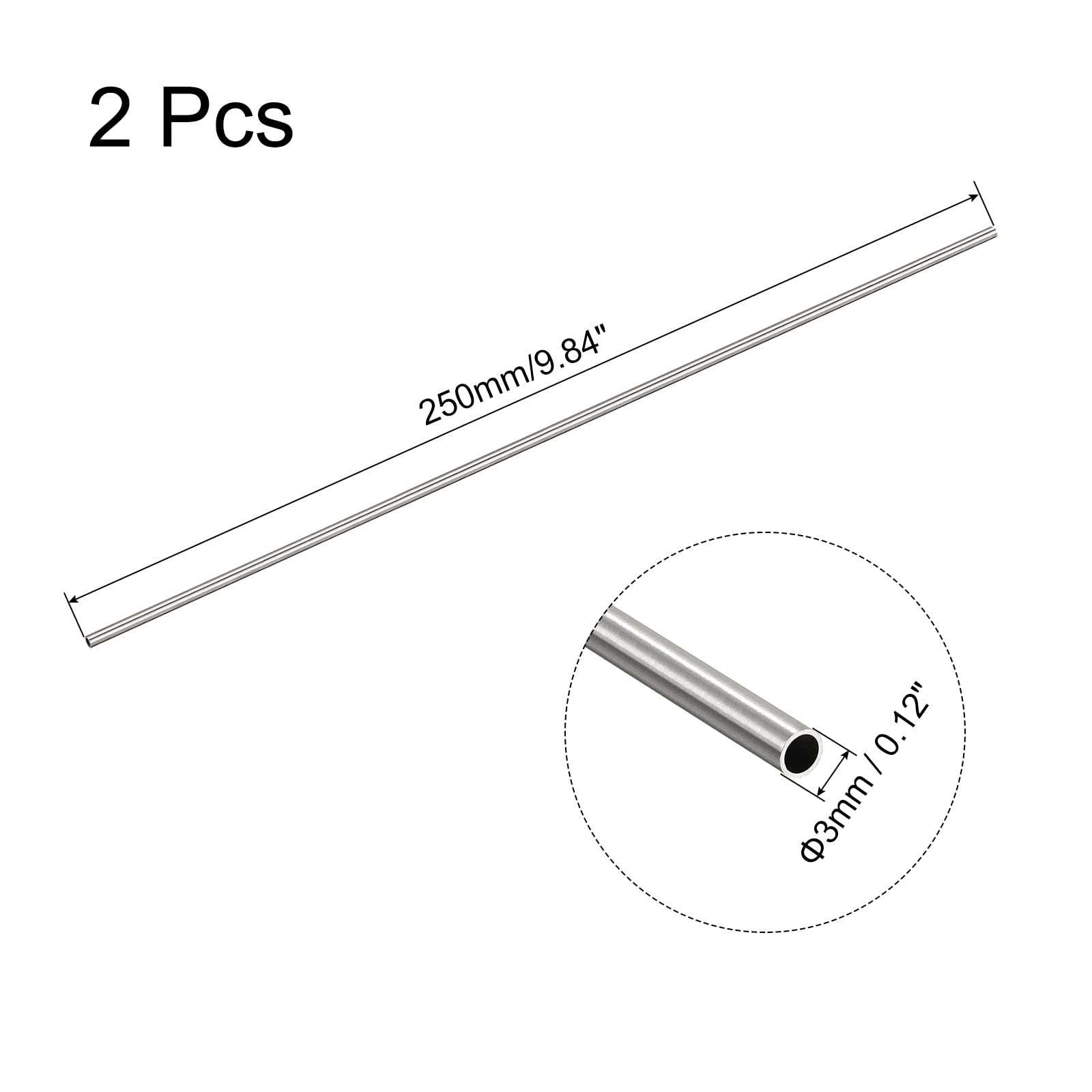 Tubi In Acciaio Inox 304 5mm X 3mm X 250mm | 3 Pezzi Per Fai Da Te, Modellismo E Decorazione - Foto 6
