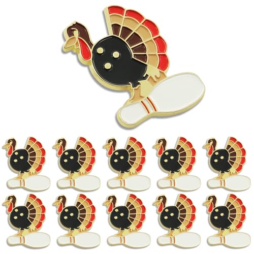 12 Pcs turkey Bowling Enamel Lapel Pin for Thanksgiving men women Hat Bag gift