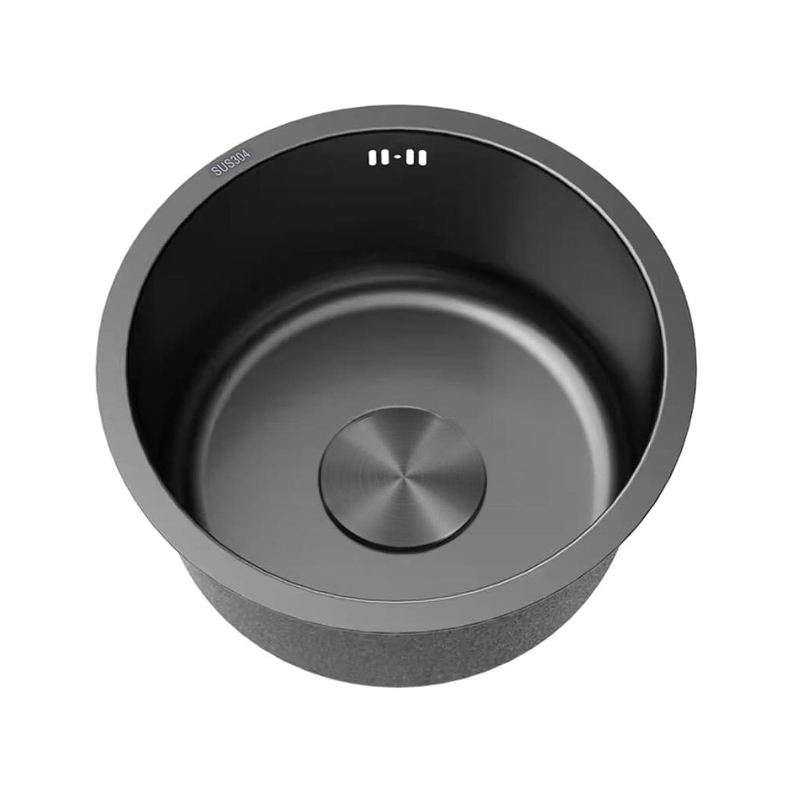 WDSOPK Stainless Steel Round Kitchen Sink Black Small Sink with Drain 28cm Undermount/Topmount InstallatWash Basin for Home and Commercial Use (45cm)
