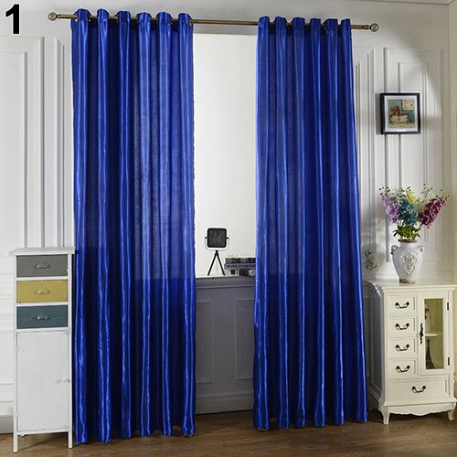 Brussels 08 1 pieza a través de la barra de ventana cortinas opacas de color sólido panel de ventana cortina de tratamiento de puerta ventana para dormitorio sala de estar azul real