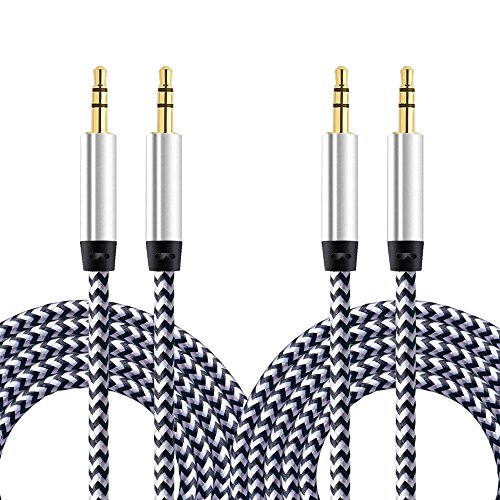 Aux Cable, CableLovers 2 Pack 5FT Nylon Braided Hi-Fi Sound Quality Audio Cable