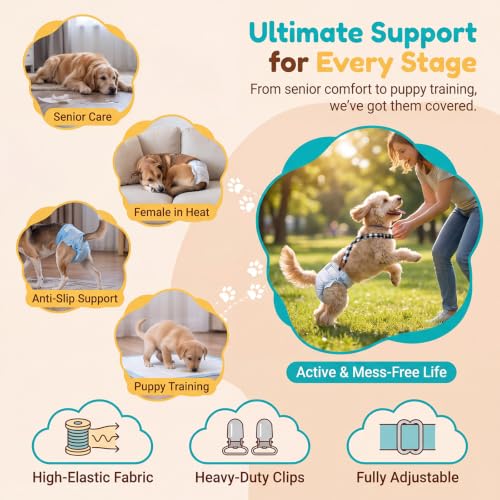 Image of 2 Pieces Dog Diaper Suspenders, for Dog Diaper Female and Belly Band for Male (Plaid, Small /Medium)