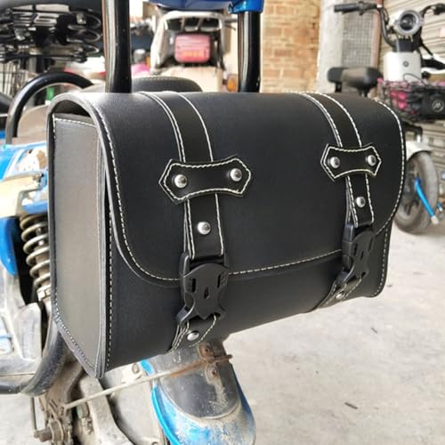 Alforja lateral y alforja trasera para motocicleta de cuero sintético con bolsa de almacenamiento miniatura 4