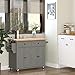 HOMCOM Kitchen Island on Wheels, Rolling Cart with Rubberwood Top, Spice Rack, Towel Rack and Drawers for Dining Room, Grey