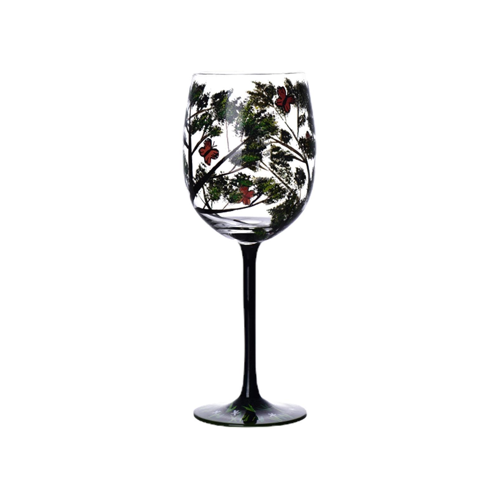 ANZAGA Wine Glasses Decorative, Wine Lovers Large Glass, Painted Wine Glasses, Lolita Wine Glasses Four Seasons For Drinkware Essentialls Glassware Gifts Wine Lovers