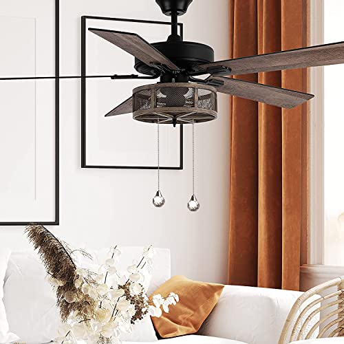 Image of Ceiling Fan Pull Chain Decorative Extension 12 Inches Clear Crystal Prism Ball Fan Pulls Set for Ceiling Light Lamp Fan Chain Extender,2 Pack (Nickel)